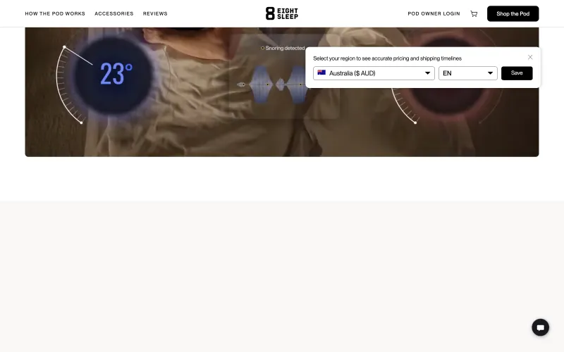 Eight Sleep app interface showing sleep data